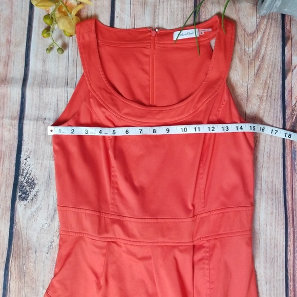 Calvin Klein orange dress shift ruffle - Picture 3 of 7
